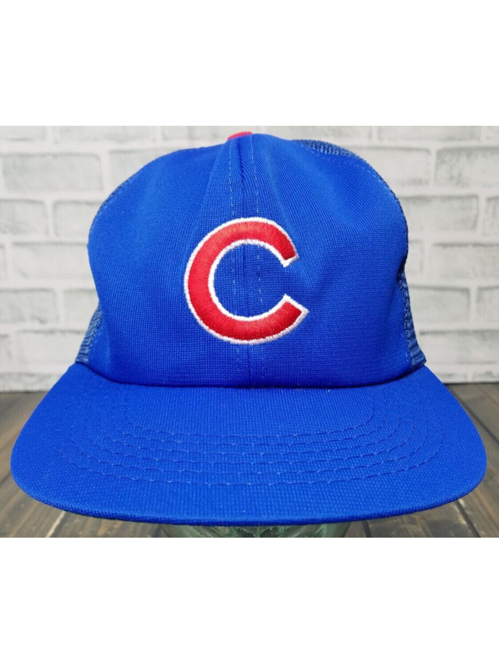 Vintage Chicago Cubs Snapback Hat Cap Blue MLB Mesh Trucker Baseball